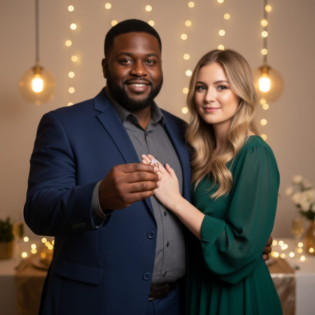 plus_size black man showing engagement ring 11448844