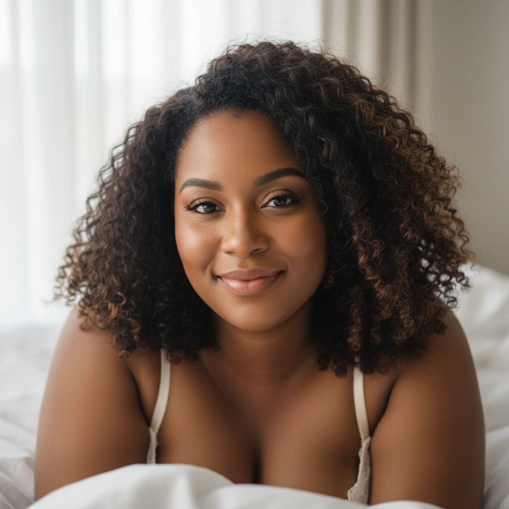 plus_size black woman bed closeup intimate 34976651