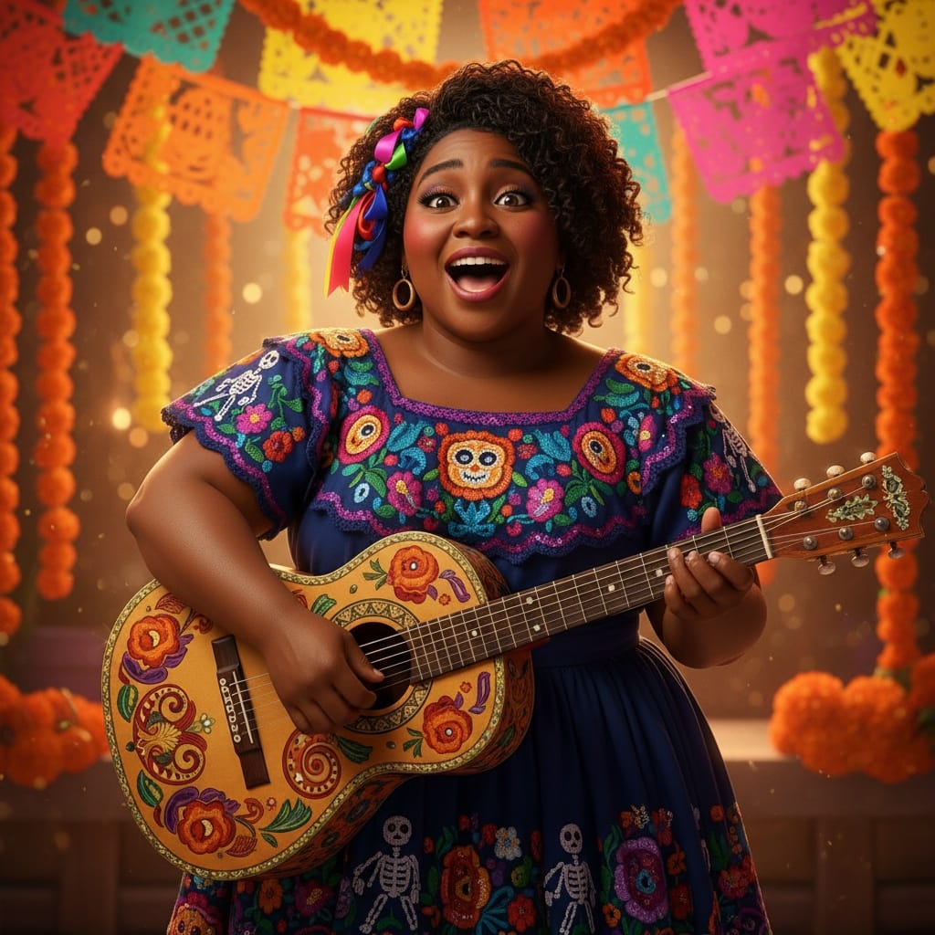 plus_size black woman coco day of dead musician 60612952