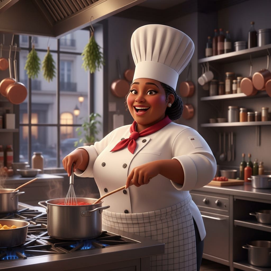 plus_size black woman ratatouille chef kitchen 74801624