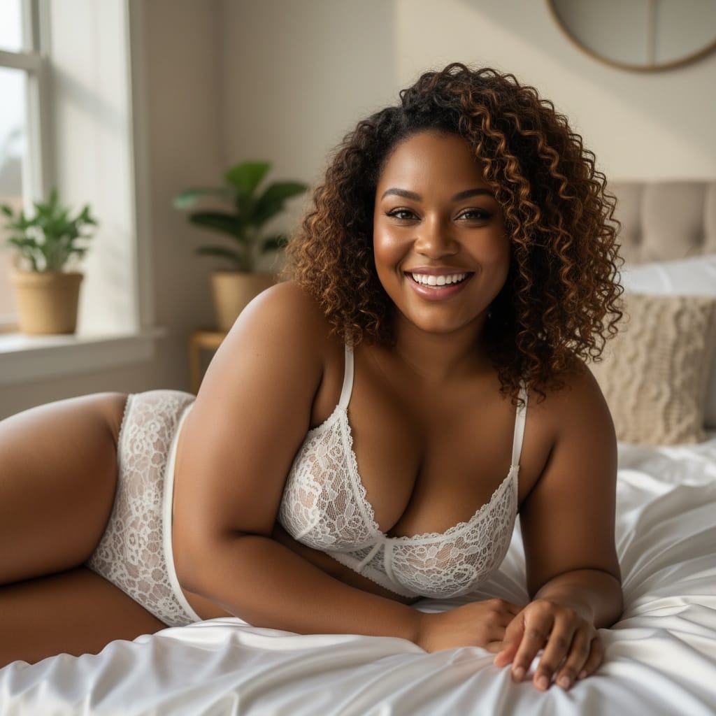 plus_size black woman white sheets bed intimate 19086536