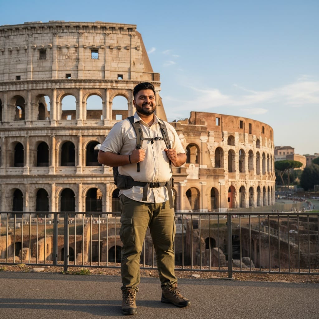 plus_size indian man colosseum rome architecture 26802532