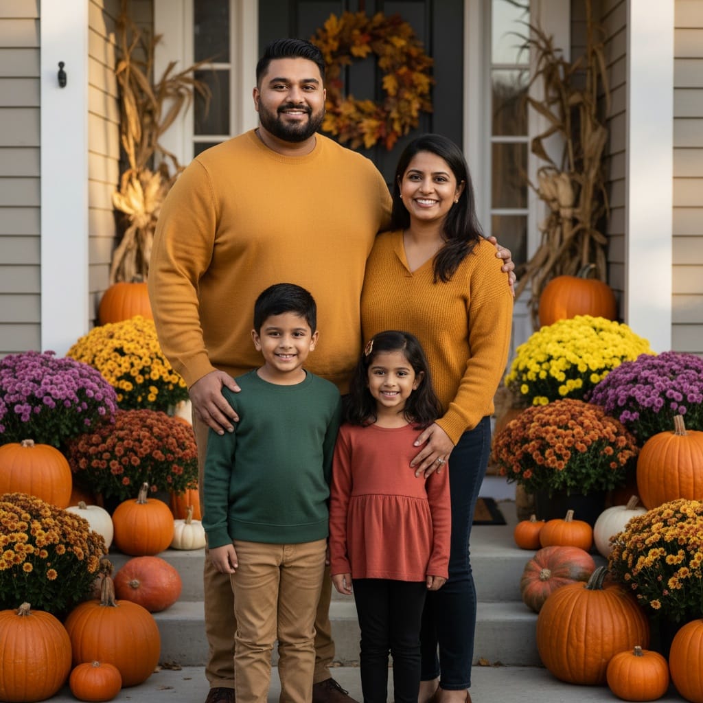 plus_size indian man front porch fall decor 37924621