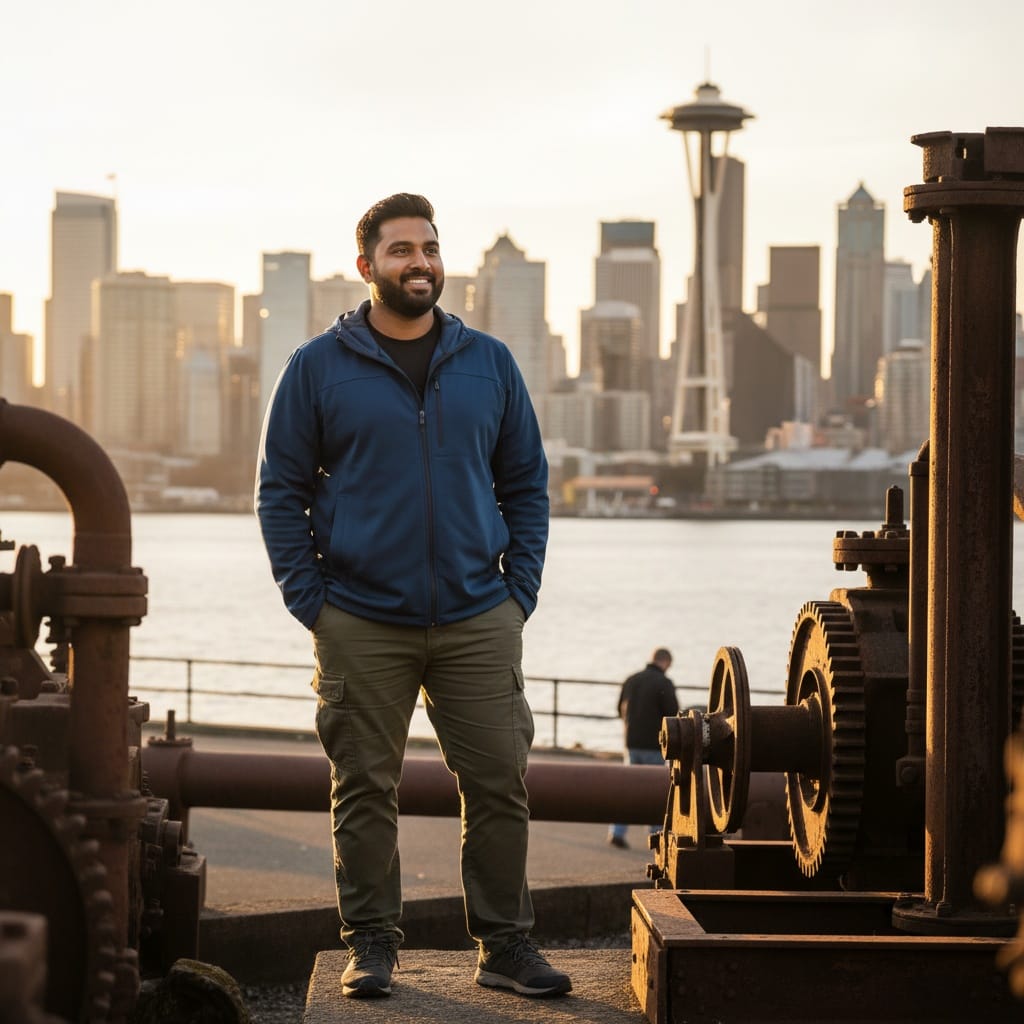 plus_size indian man gasworks park skyline 28363686