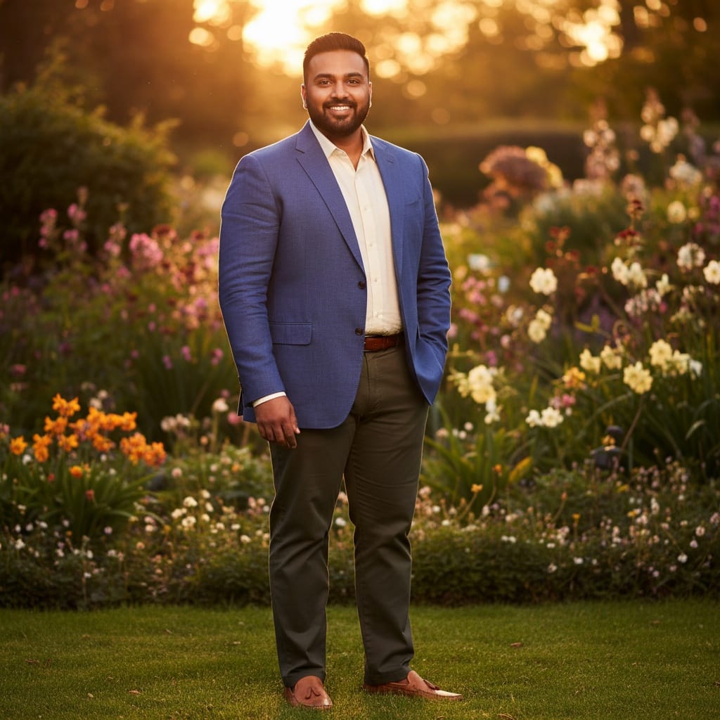 plus_size indian man outdoor natural light full 72694770