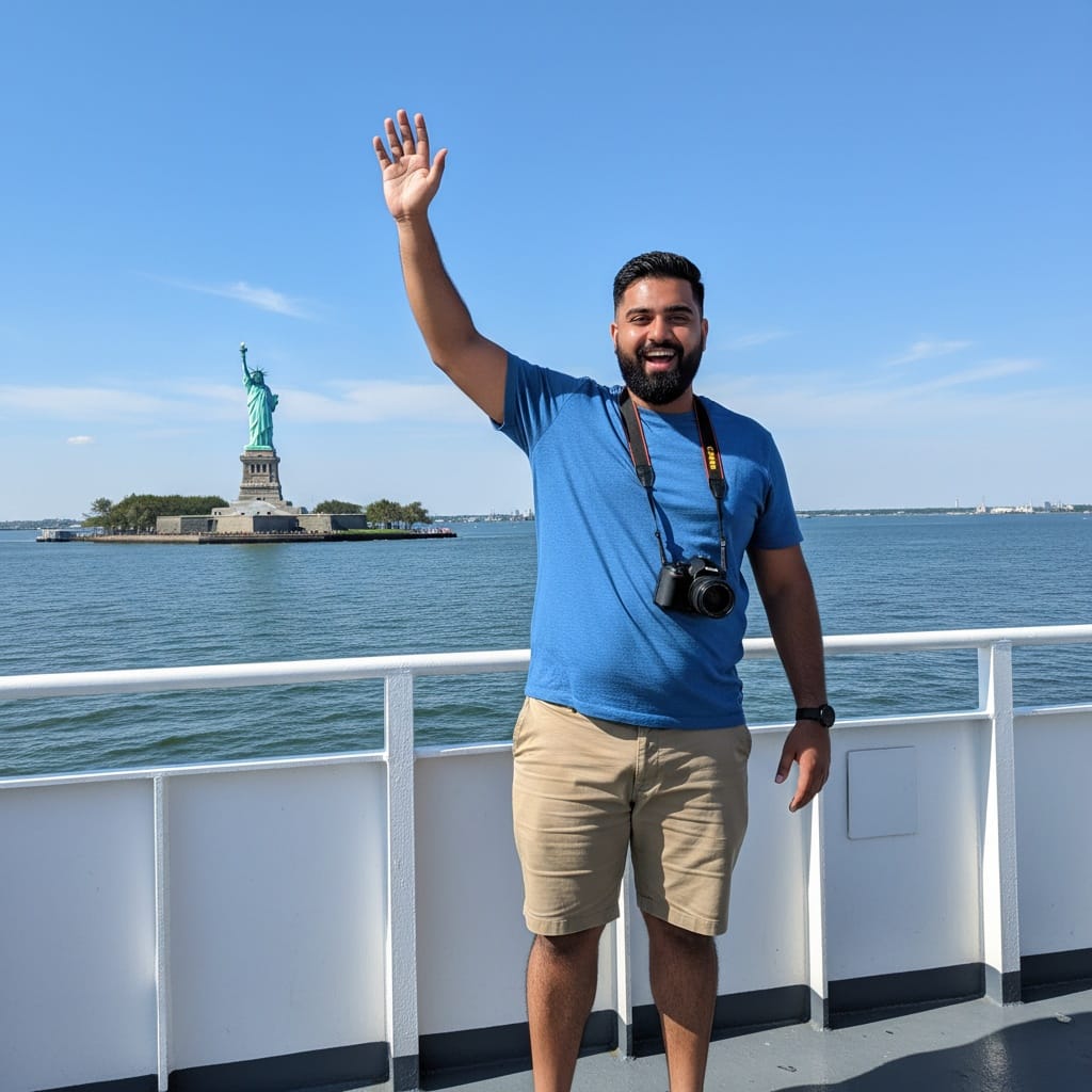 plus_size indian man statue of liberty ferry 56642574
