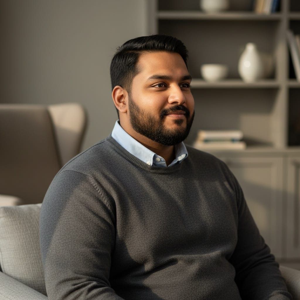 plus_size indian man window lit profile 35628738