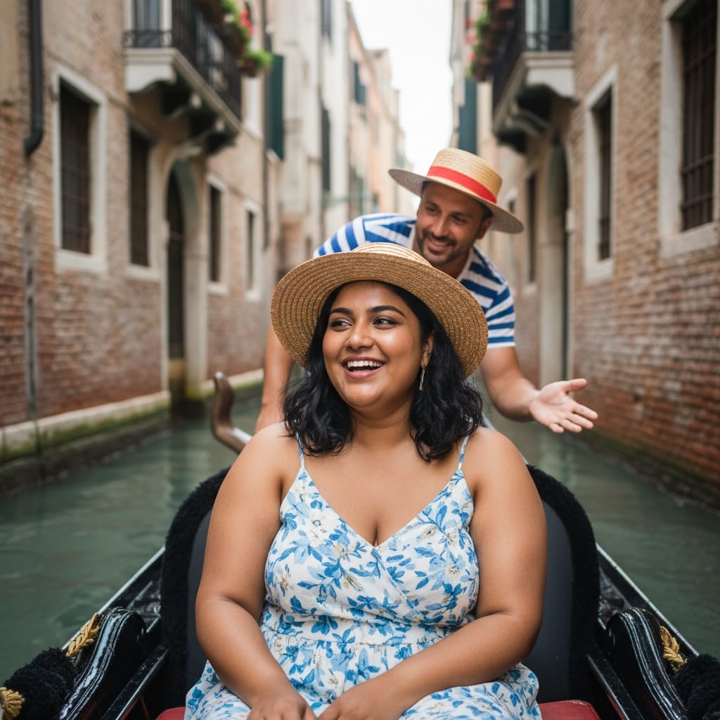 plus_size indian woman gondolier interaction 52407998