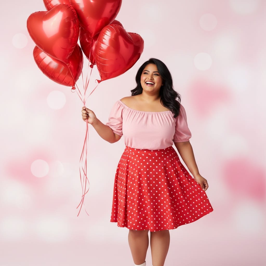 plus_size indian woman heart shaped balloon 13479236