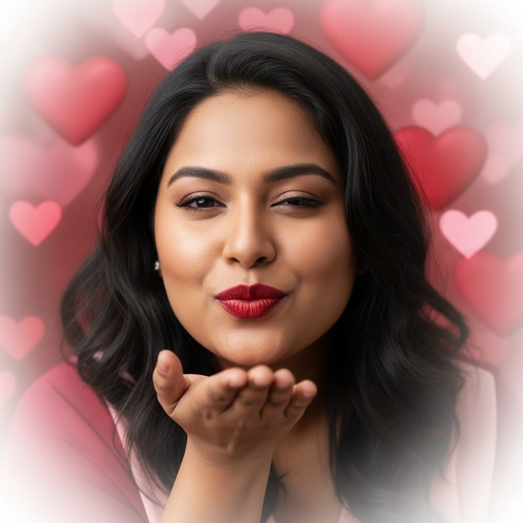 plus_size indian woman red lipstick kiss 18694902