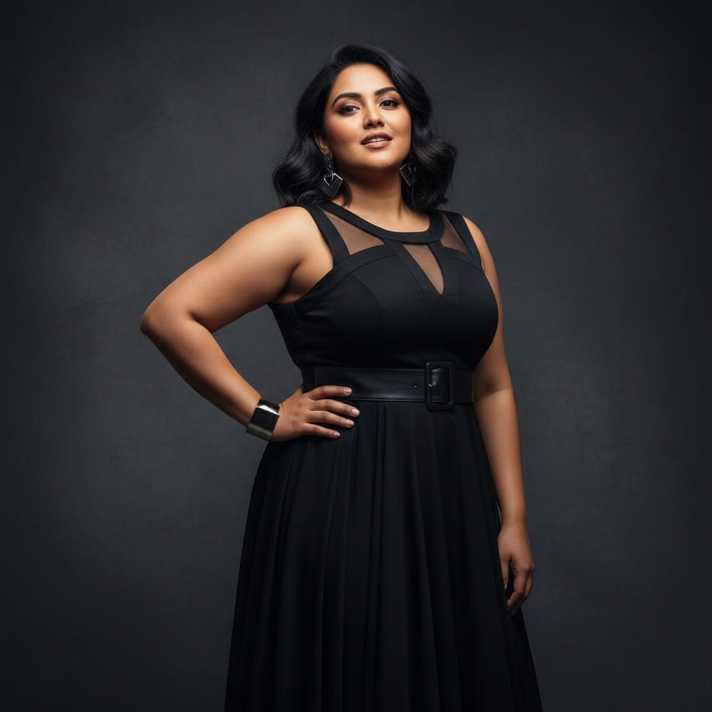 plus_size indian woman studio monochrome editorial 65922676