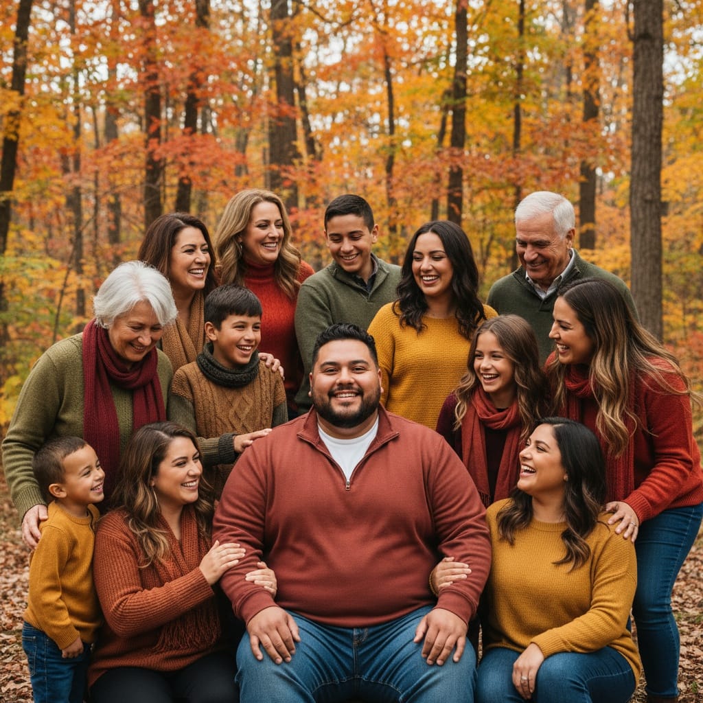 plus_size latino man autumn foliage outdoor 92683878
