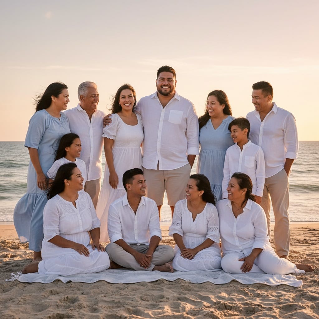 plus_size latino man beach sunset casual 80345136