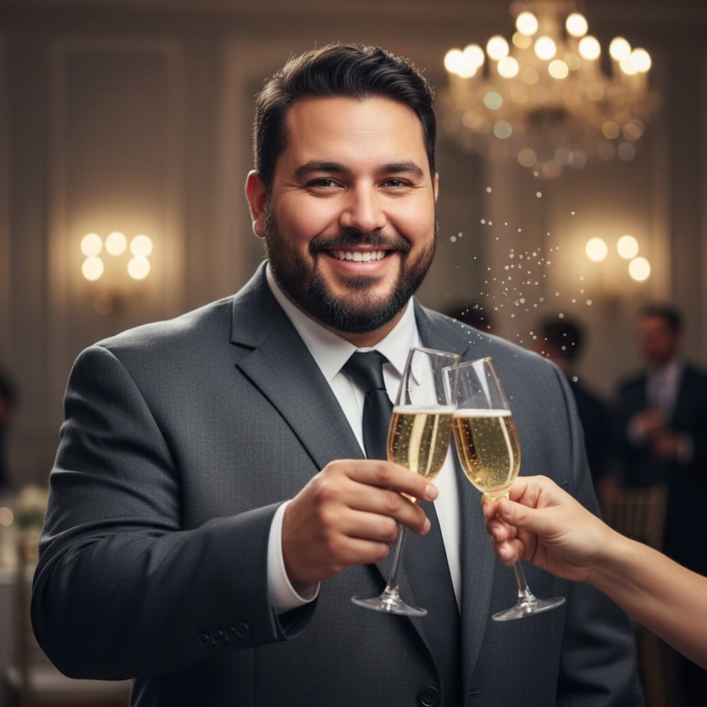 plus_size latino man champagne toast celebration 31738768