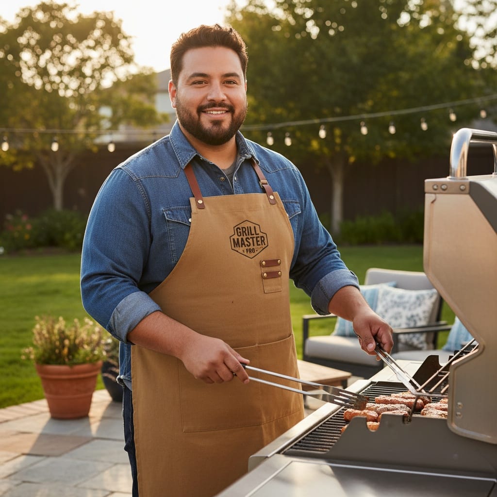 plus_size latino man dad grilling backyard 36982708