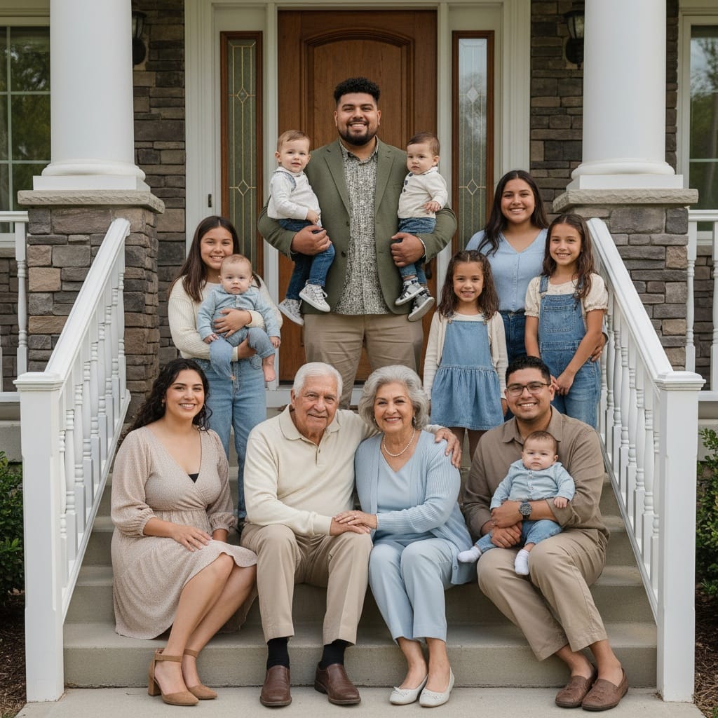 plus_size latino man front porch home 40507434