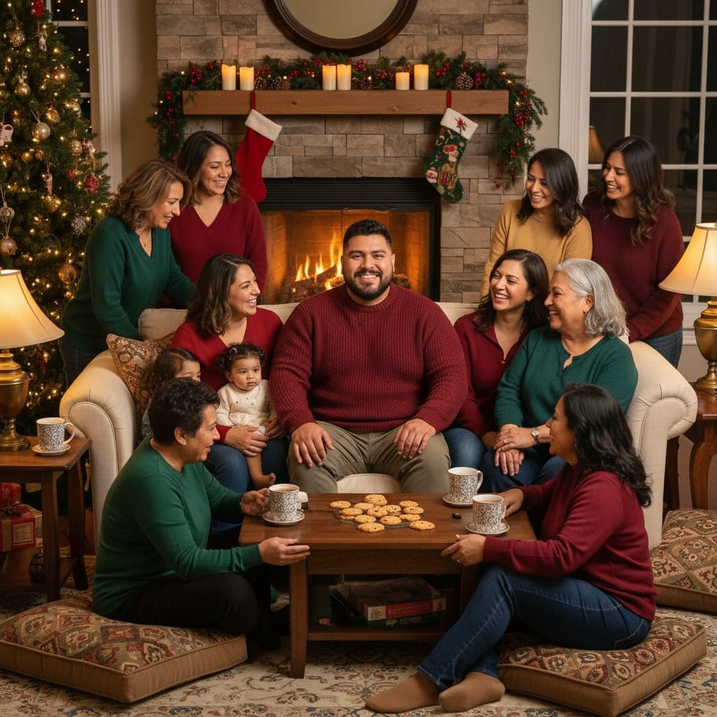 plus_size latino man holiday living room 72667507
