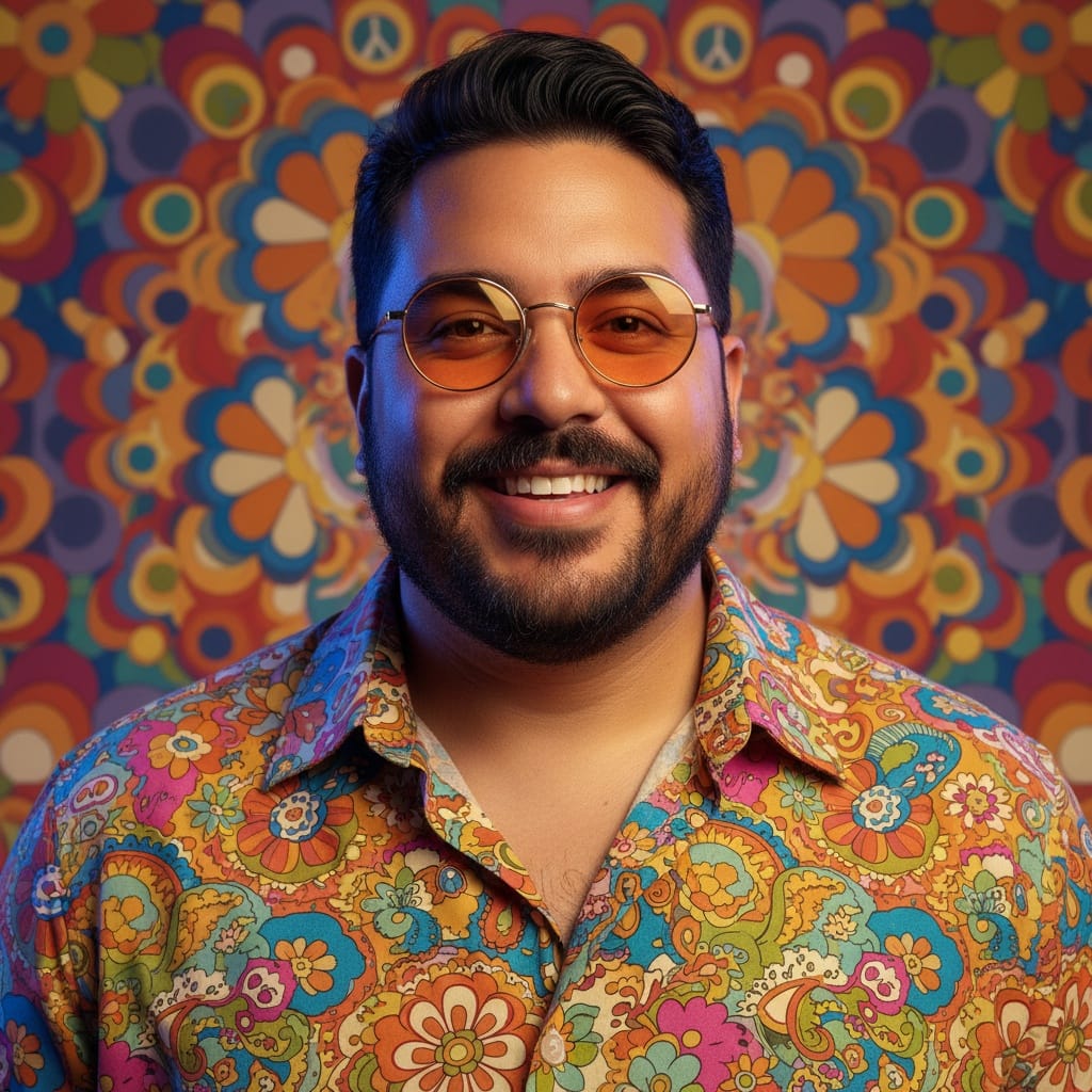 plus_size latino man psychedelic studio portrait 75052461