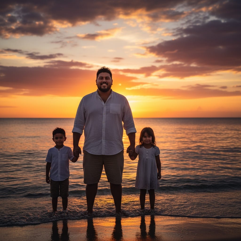 plus_size latino man silhouette sunset romantic 50149987