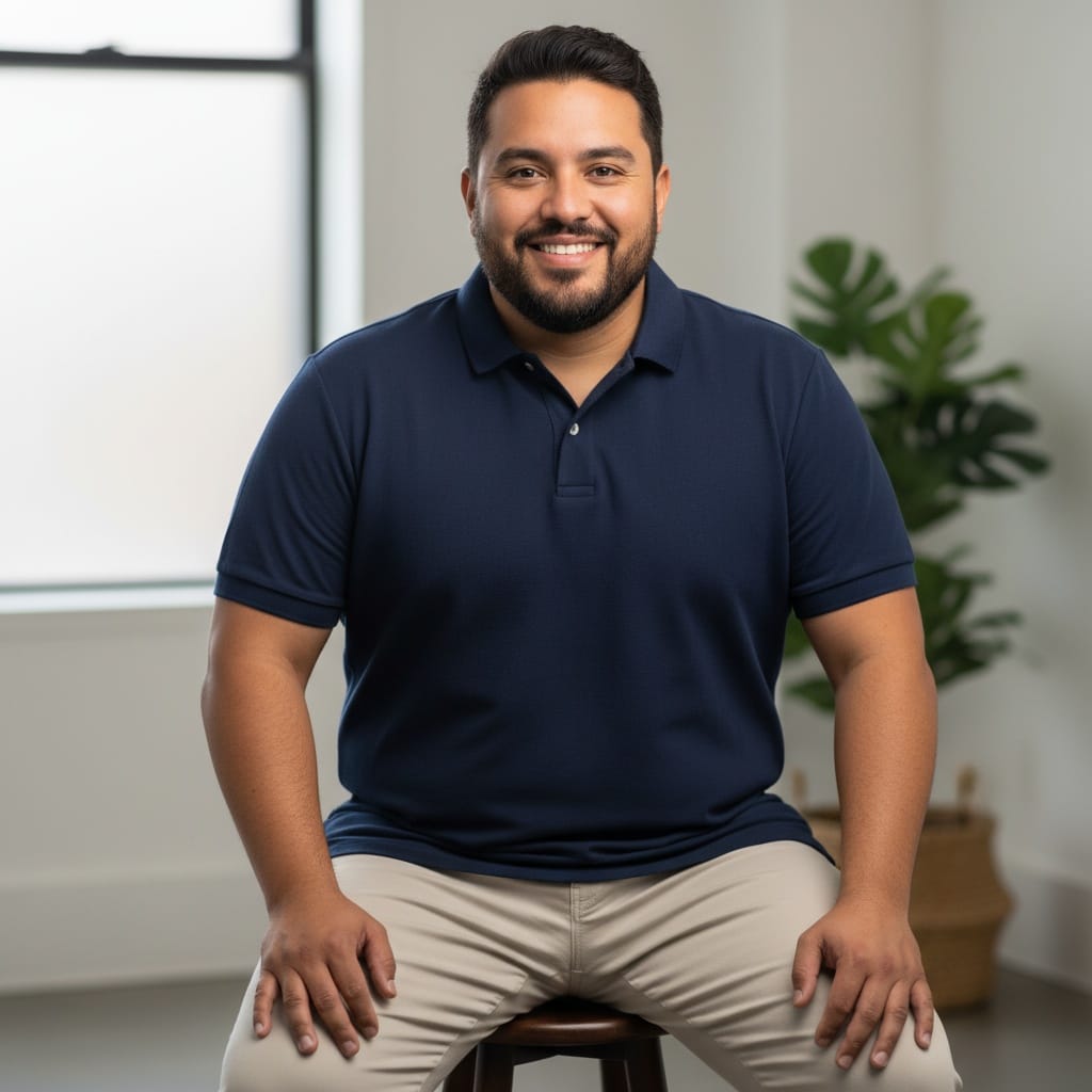 plus_size latino man sitting casual relaxed 25964421