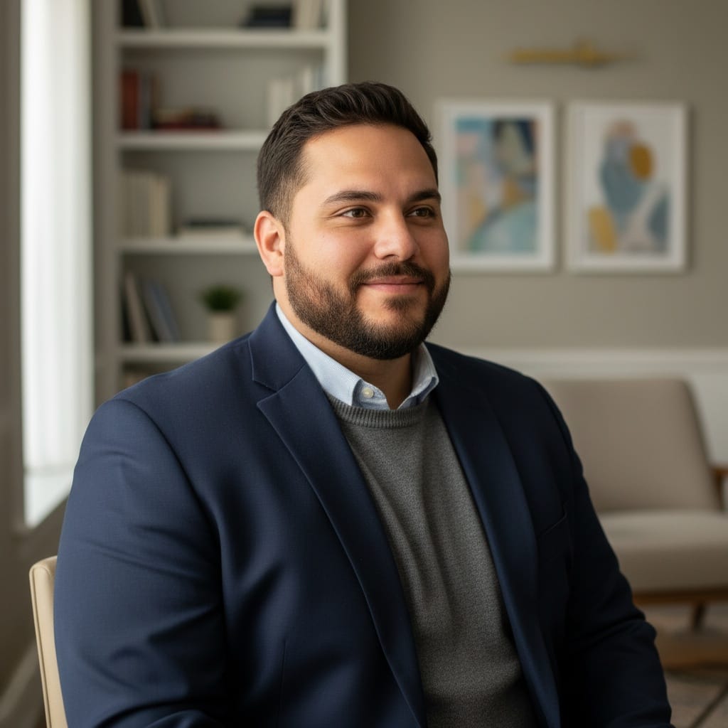 plus_size latino man window lit profile 31102214