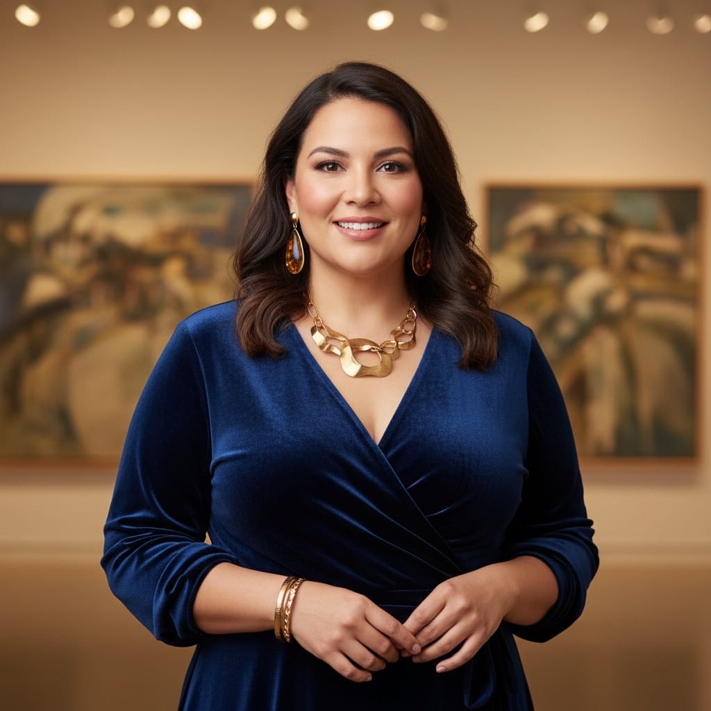 plus_size latino woman art gallery cultured 32375085