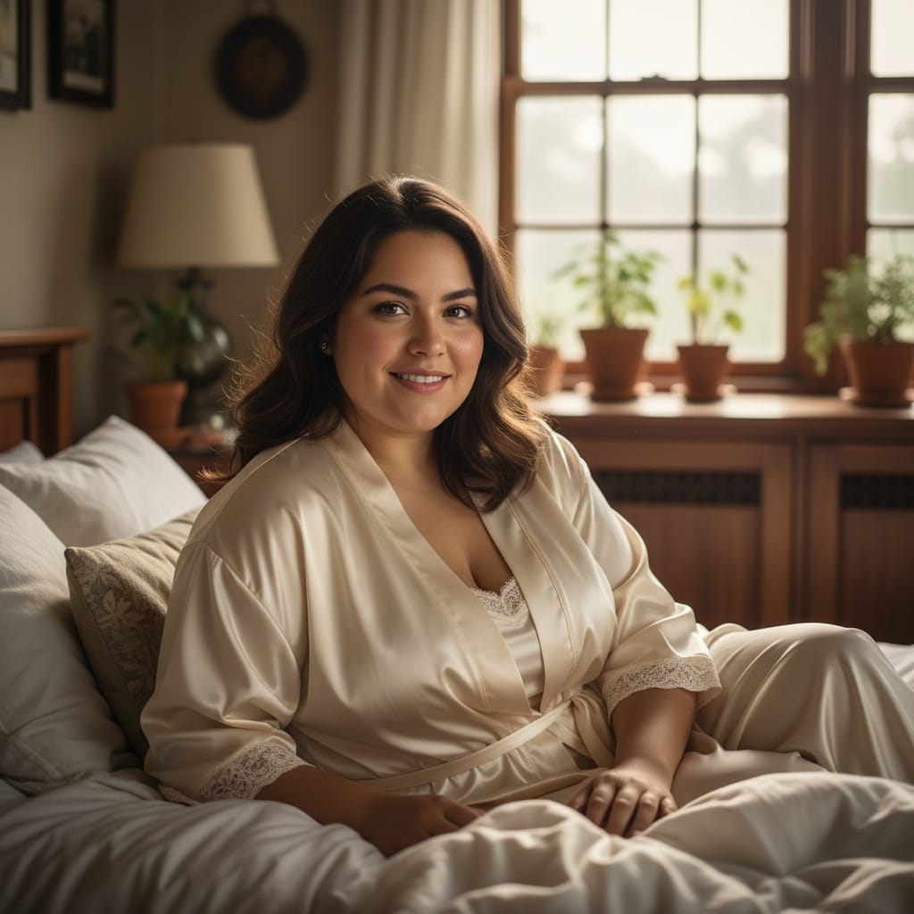 plus_size latino woman bedroom intimate morning 88967812