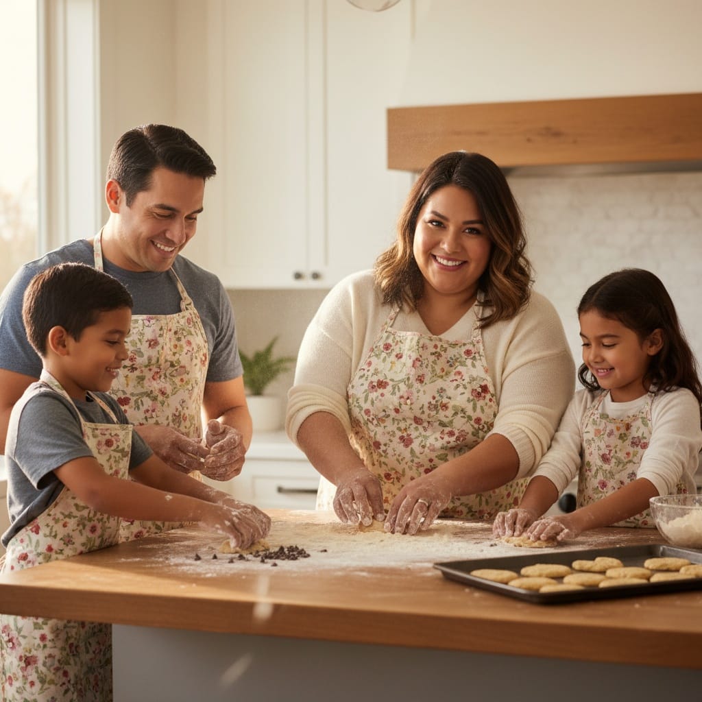 plus_size latino woman kitchen baking moment 98638298