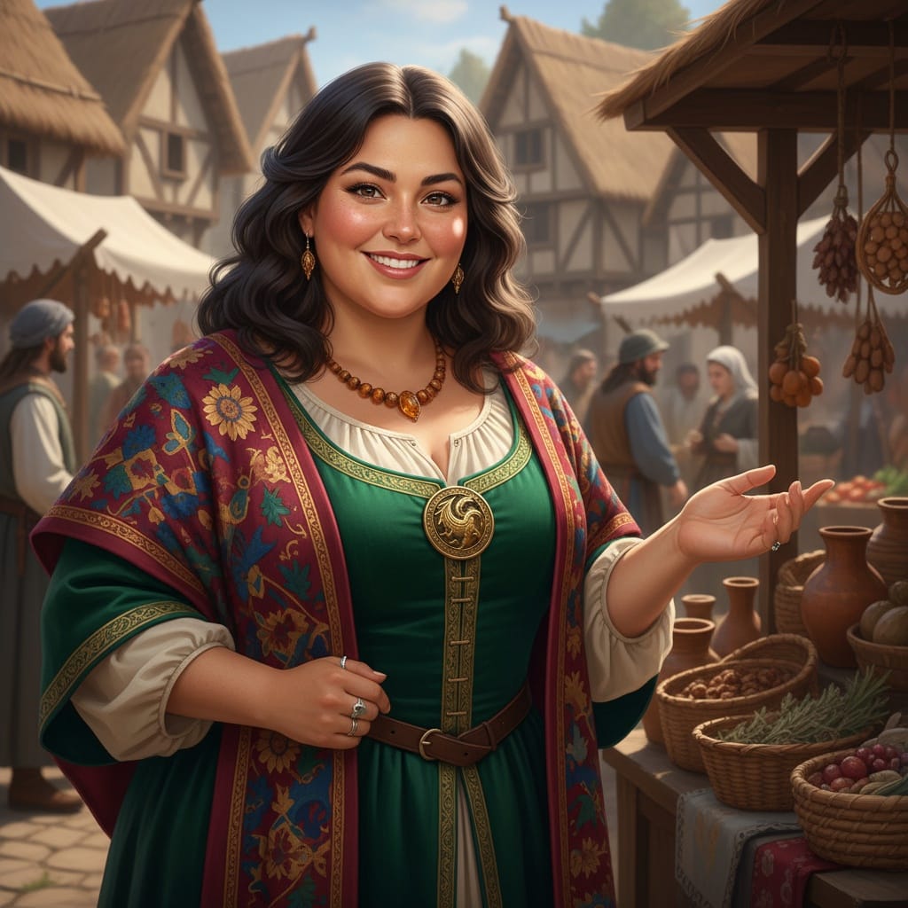 plus_size latino woman merchant marketplace outdoor 94497142