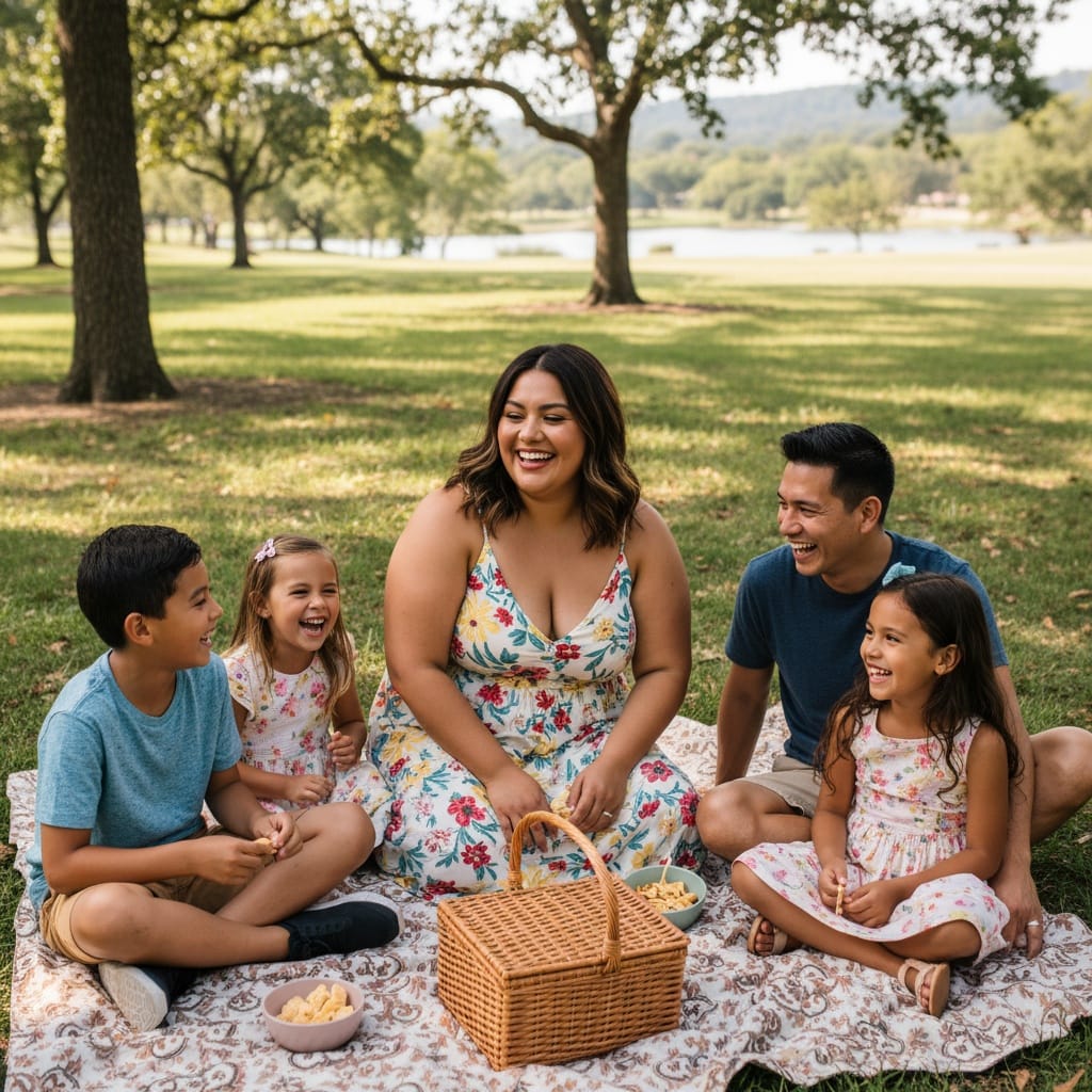 plus_size latino woman park picnic blanket 20916273