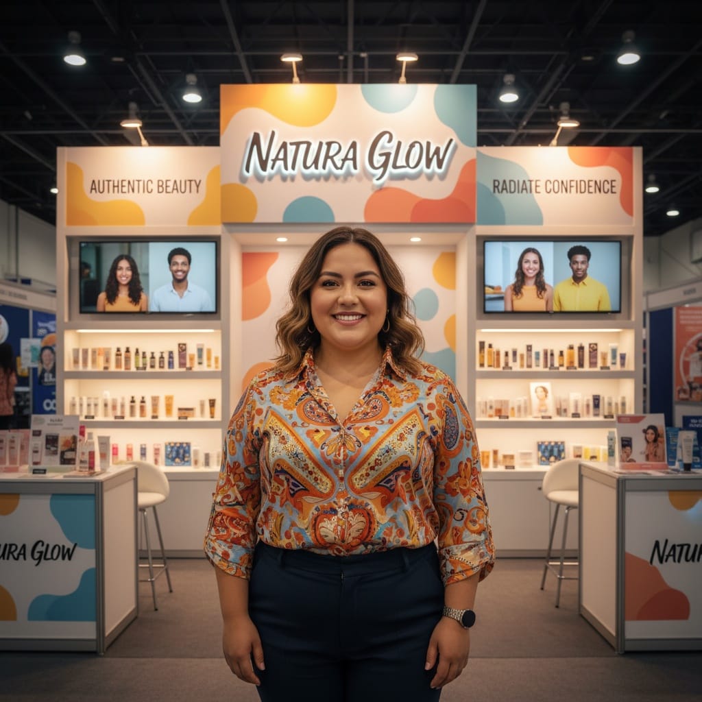 plus_size latino woman wide angle booth overview 31168314