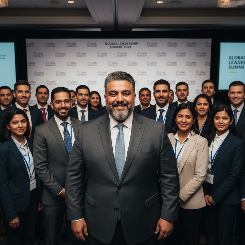 plus_size middle_eastern man group photo attendees 88346934