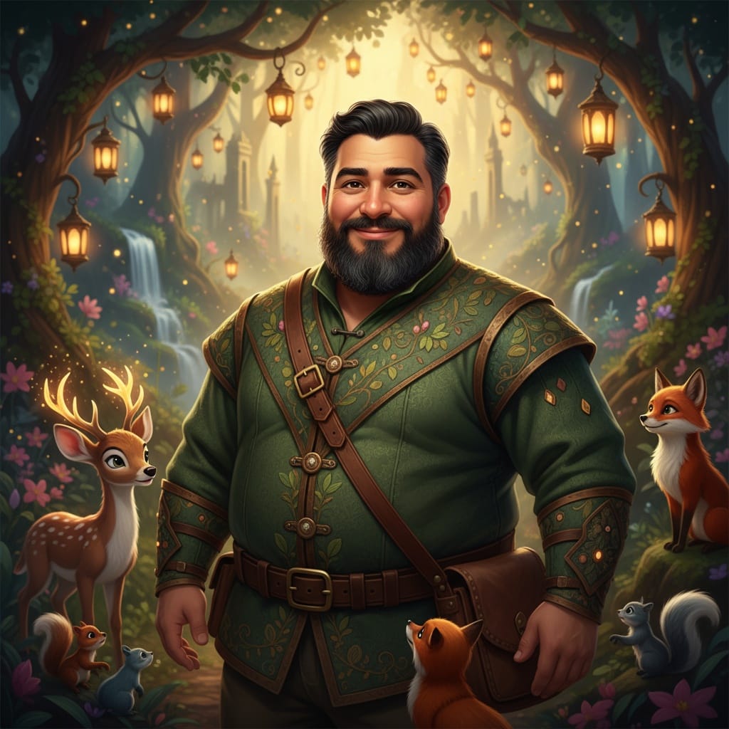 plus_size middle_eastern man magical woodland scene 26610201