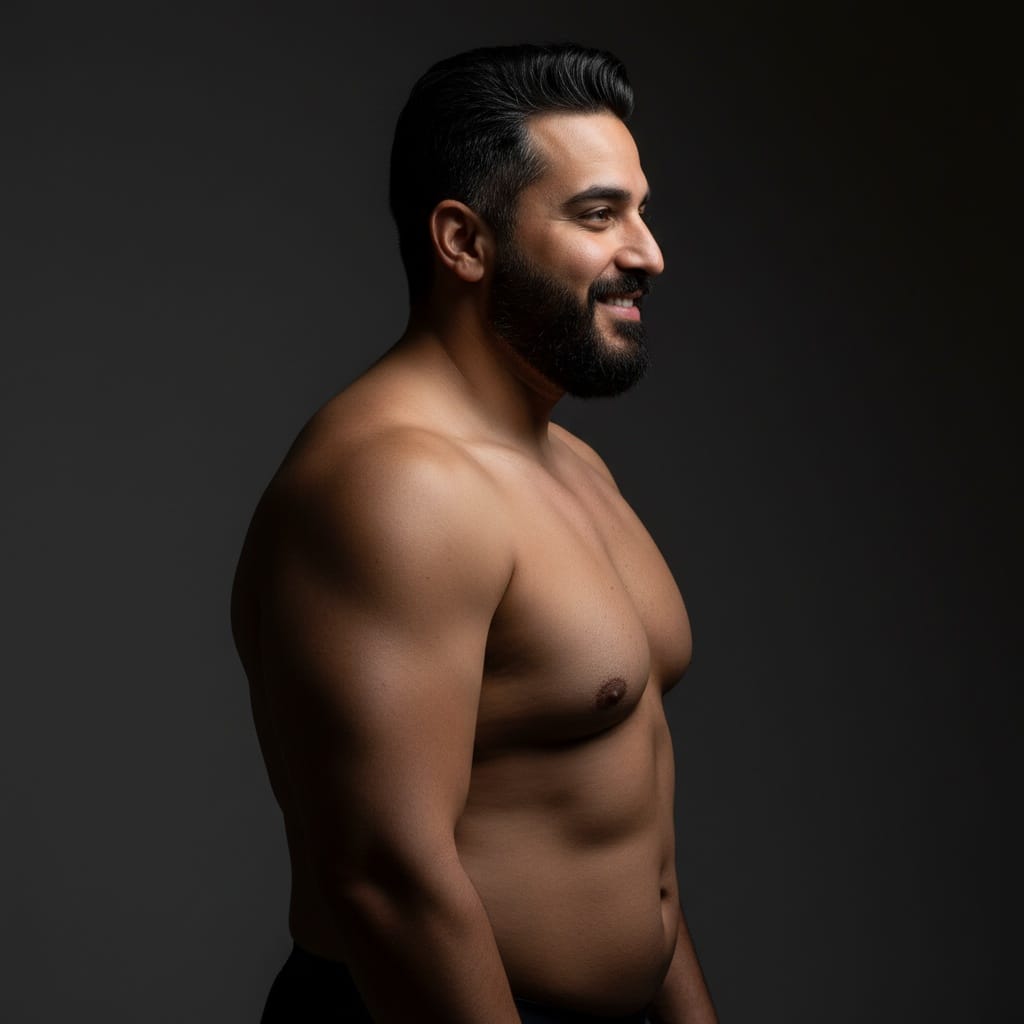 plus_size middle_eastern man side profile dramatic 51925676