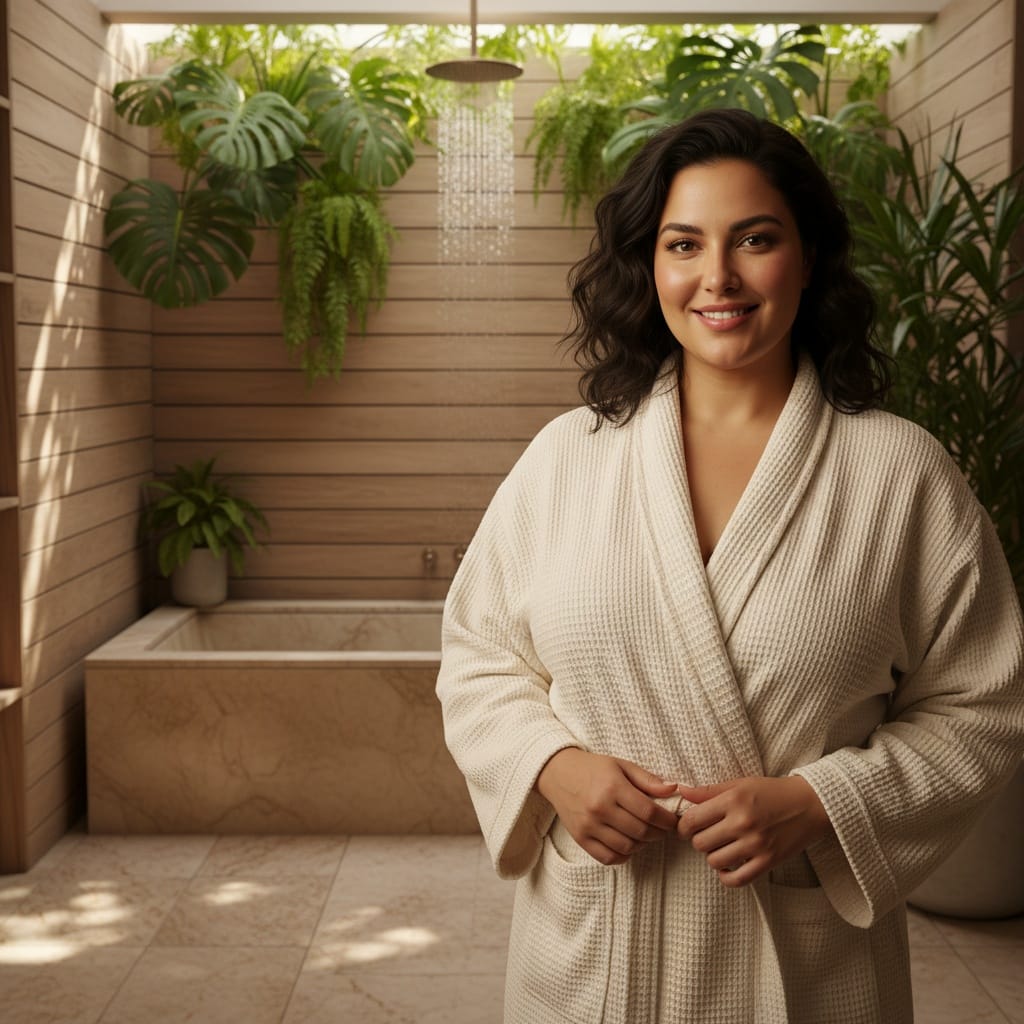 plus_size middle_eastern woman bathroom spa retreat 89003569