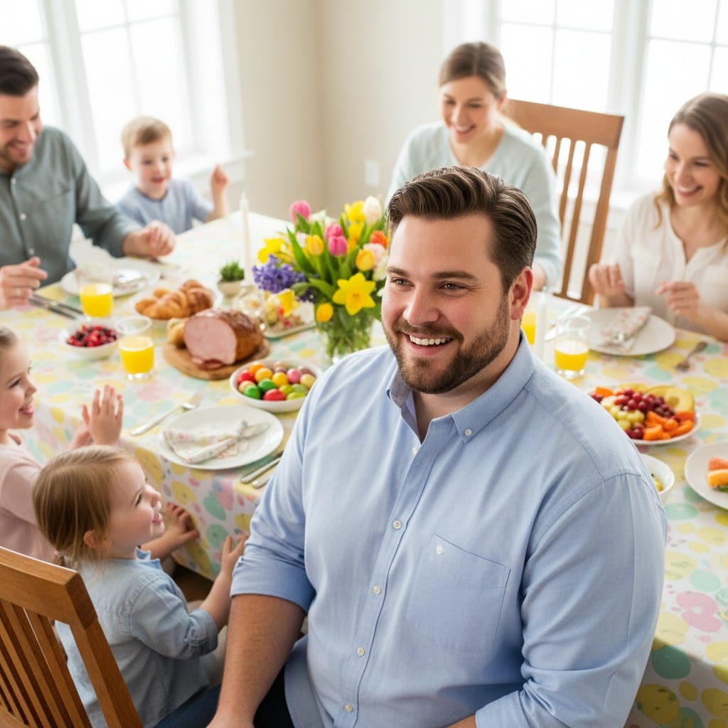 plus_size white man easter table gathering 60819227