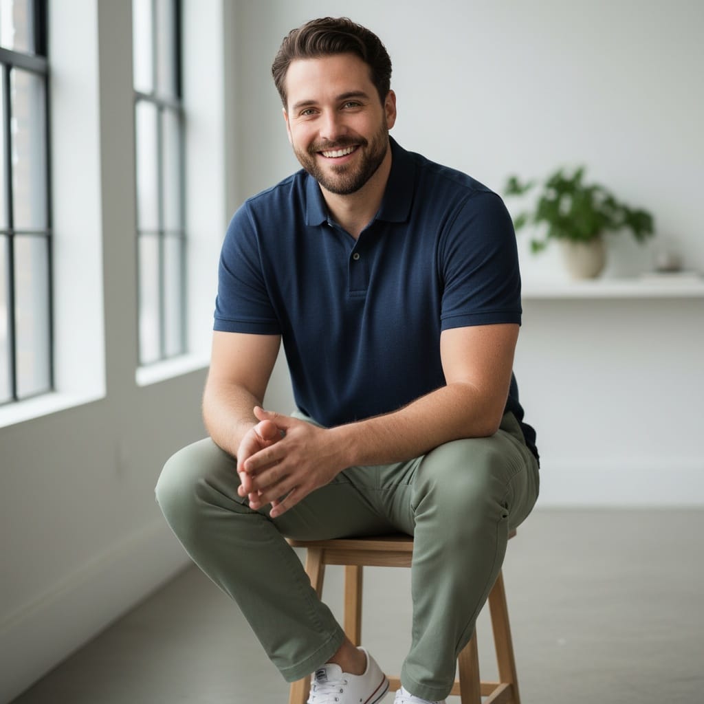 plus_size white man sitting casual relaxed 42618358