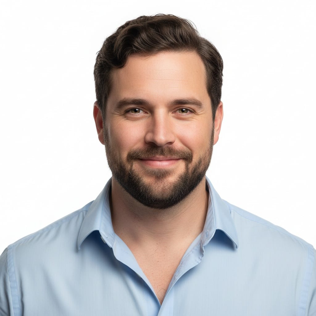 plus_size white man white background slight smile 31364782