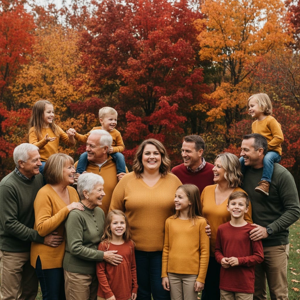 plus_size white woman autumn foliage outdoor 95603743