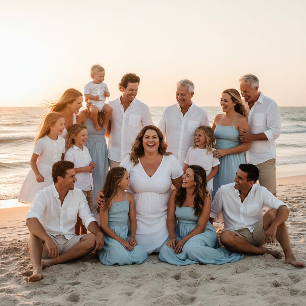 plus_size white woman beach sunset casual 24610309