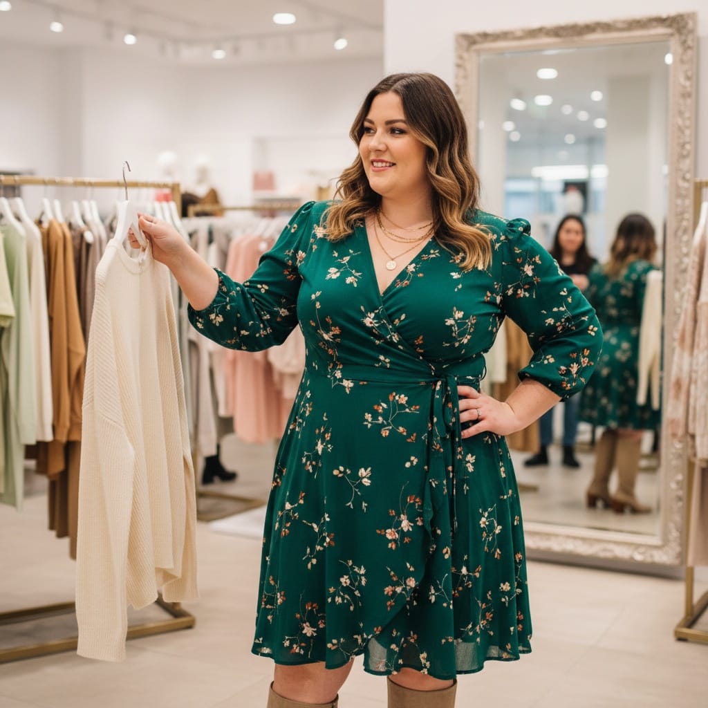 plus_size white woman boutique shopping scene 46490716