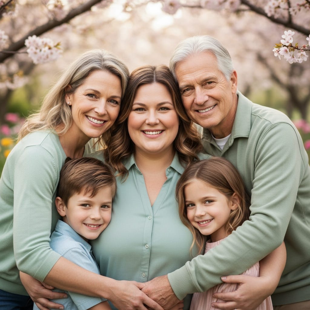 plus_size white woman close family embrace 71860878