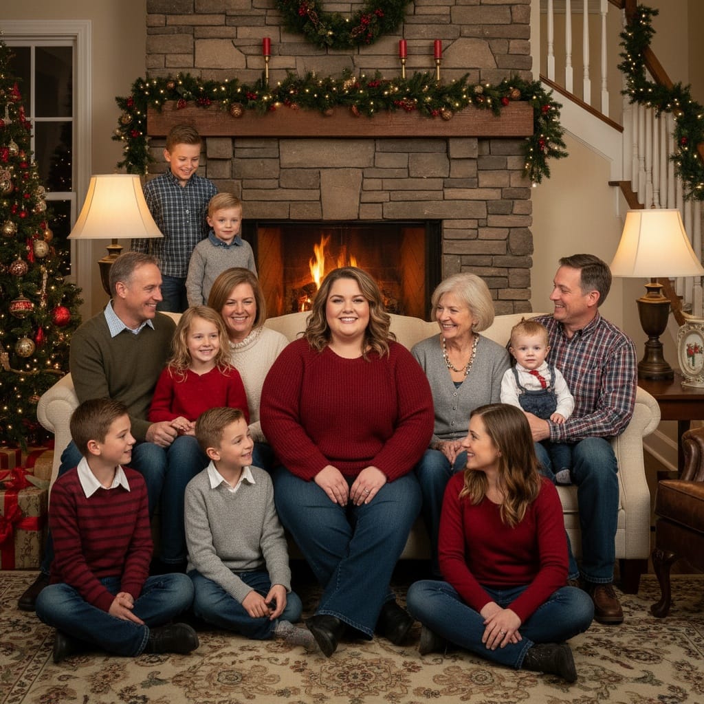plus_size white woman holiday living room 94315931