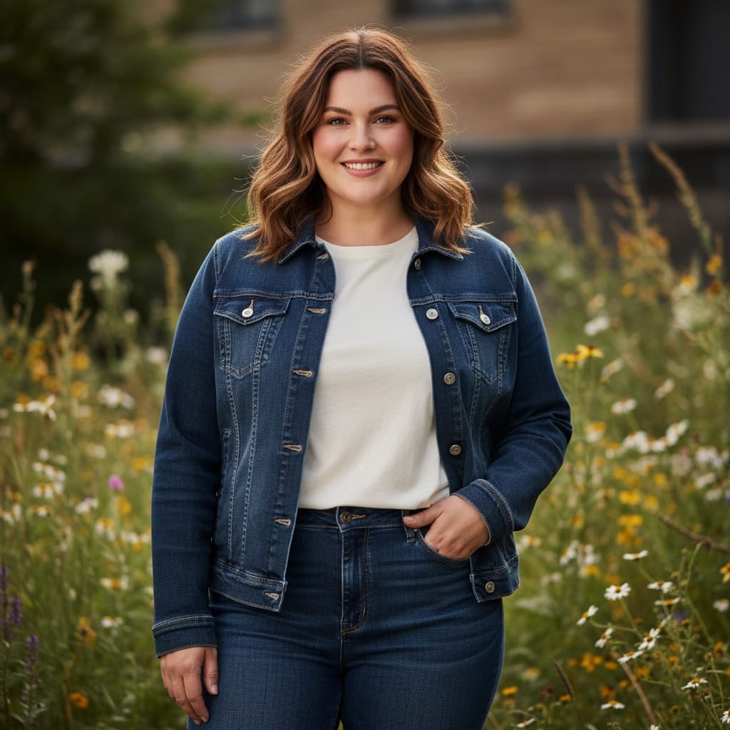 plus_size white woman outdoor denim campaign 49099561
