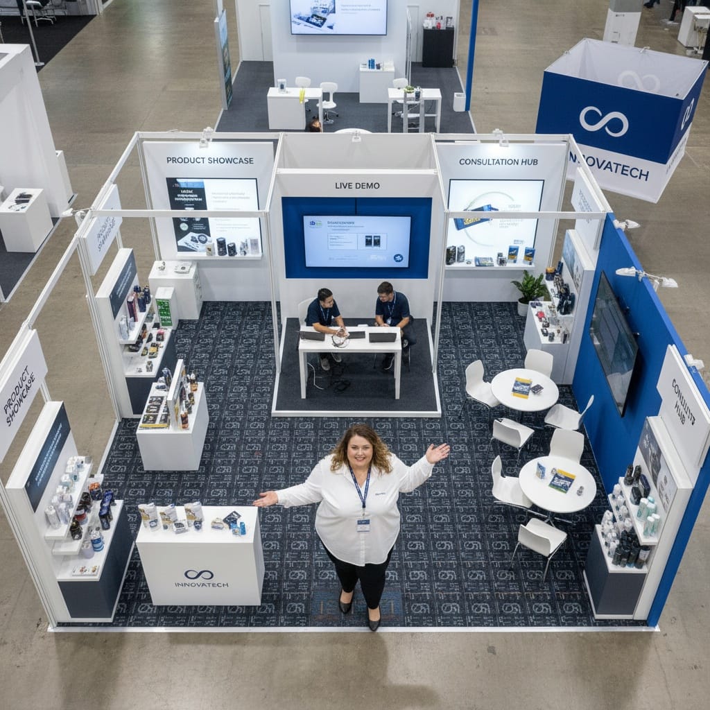 plus_size white woman overhead booth layout 83993682