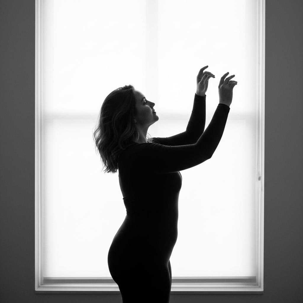 plus_size white woman silhouette backlit window 47636644