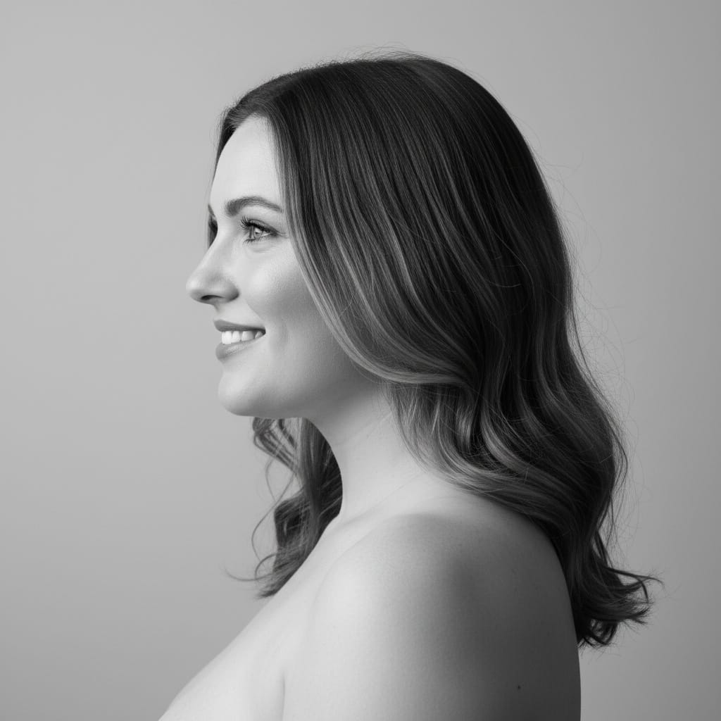 plus_size white woman studio profile minimalist 64456526