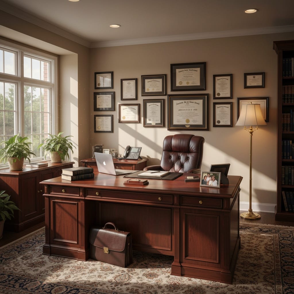 private office desk view 19508146