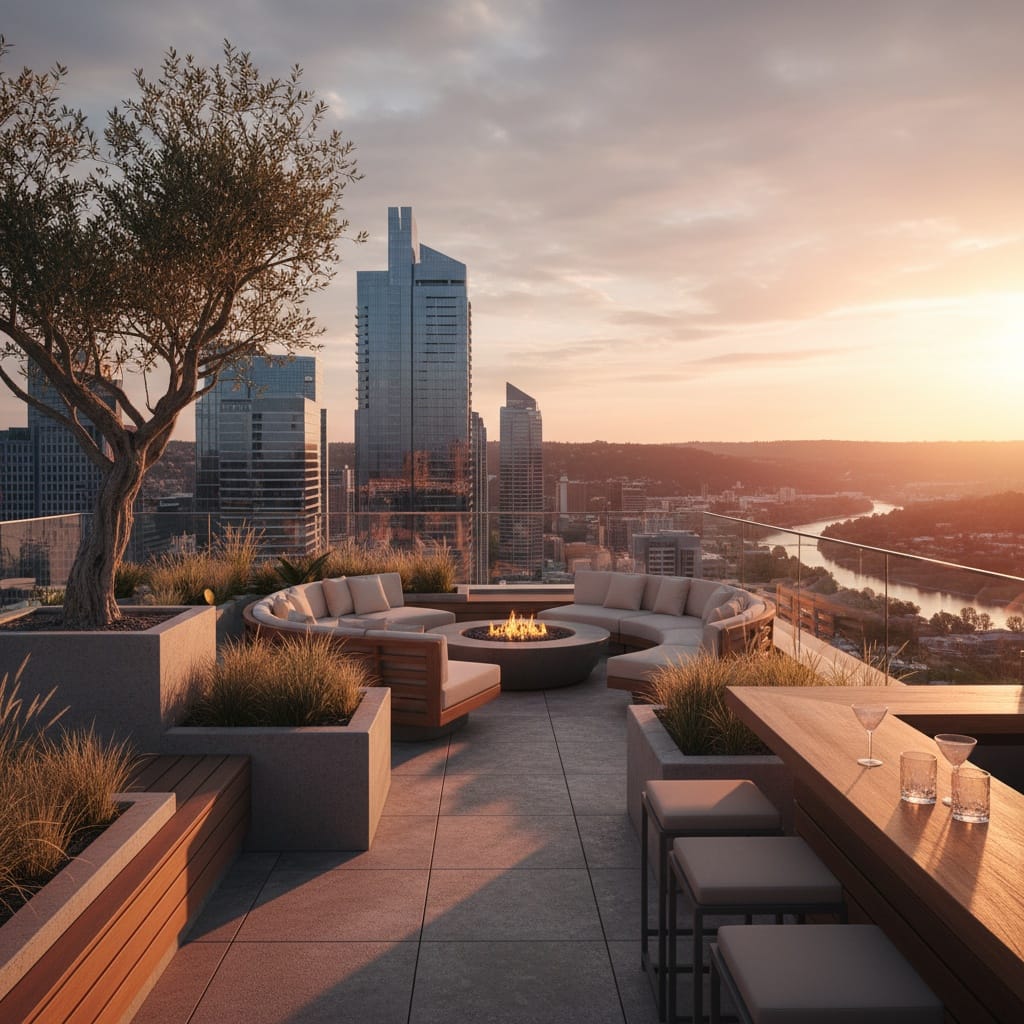 rooftop terrace golden hour 87879453