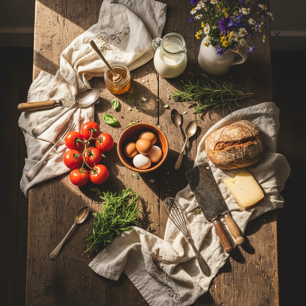 rustic farmhouse overhead 51572544